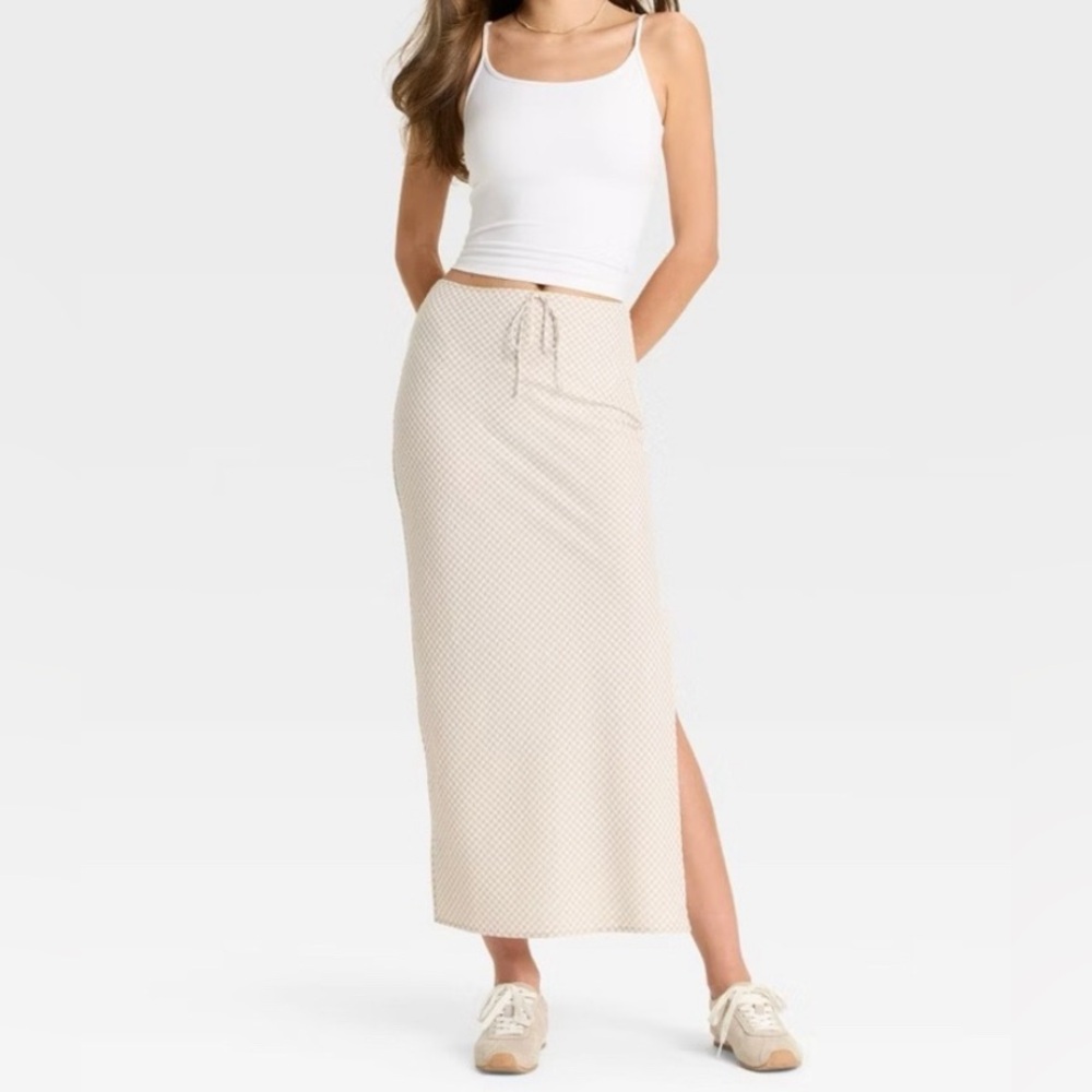 wild fable Gingham Maxi Skirt Side Slit